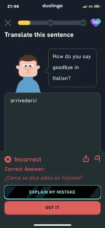 Duolingo Italian Translation Fail
