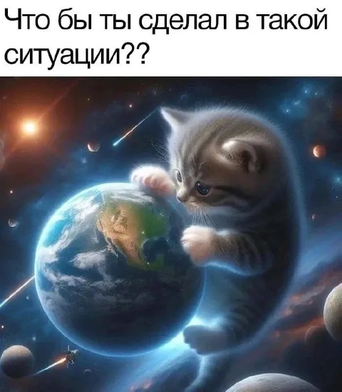 Кот держит Землю