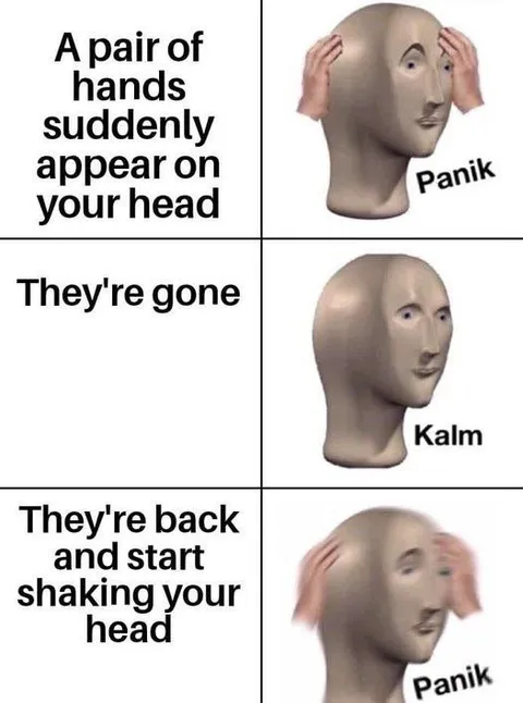 Hands on Head Panik Kalm