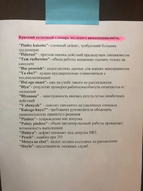 Краткий толковый словарь молодого авиаспециалиста
