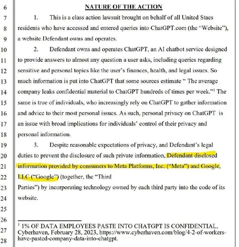 ChatGPT Confidentiality Lawsuit Document