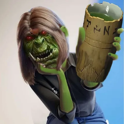 Monster Woman Holding Fun Cup