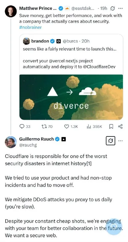 Cloudflare and Vercel Security Spat