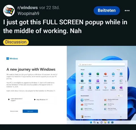Windows Full-Screen Update Popup
