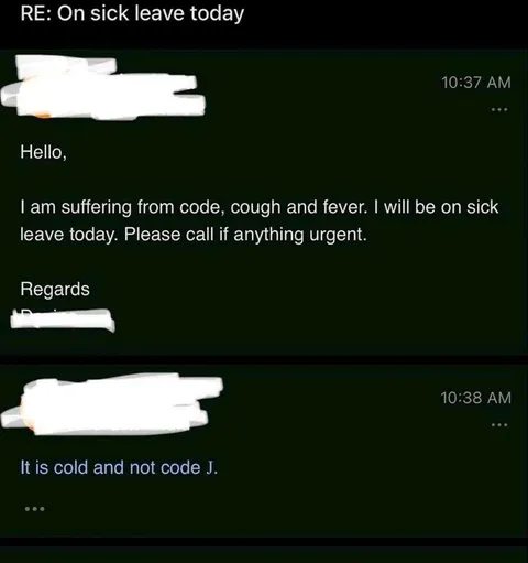 It is cold, not code