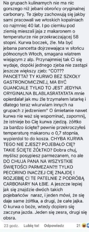 Wojna o oryginalną carbonarę