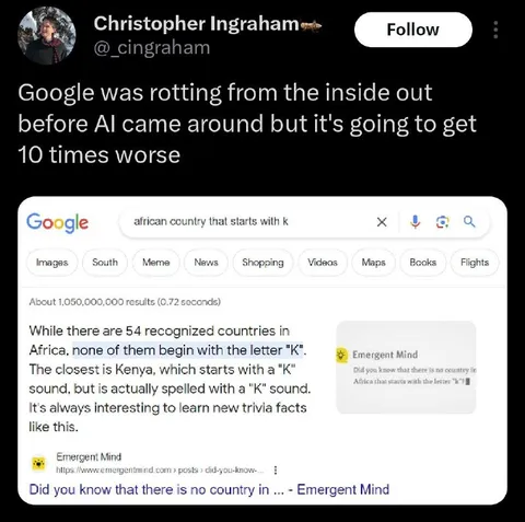 Google Gets Worse With AI