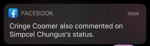 Cringe Coomer Facebook Notification