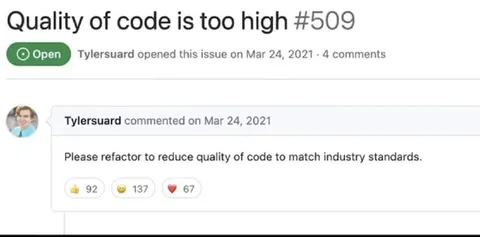 Quality of Code Is Too High