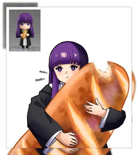 Anime Girl Devours Giant Bread