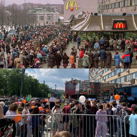 Очередь в Макдоналдс спустя годы
