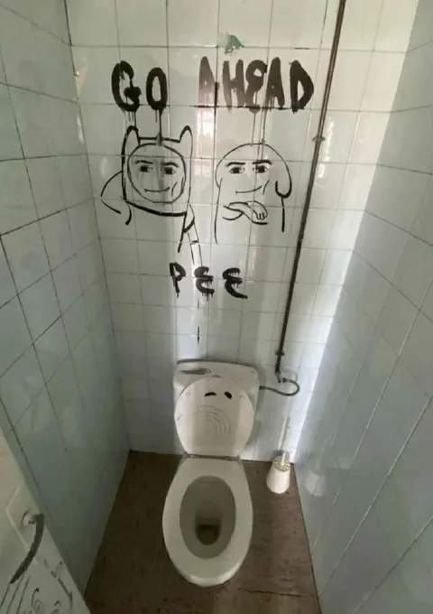 Go Ahead Pee Toilet Graffiti