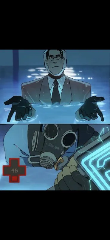 Suit Man Underwater With Gas Mask