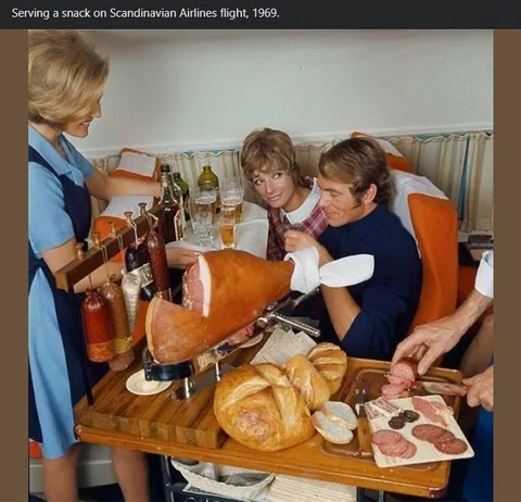 Scandinavian Airlines snack service 1969