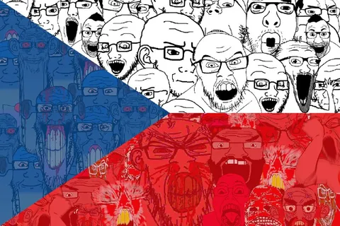 Толпа войаков в цветах Чехии