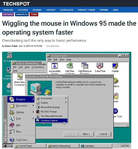 Wiggling the Mouse in Windows 95