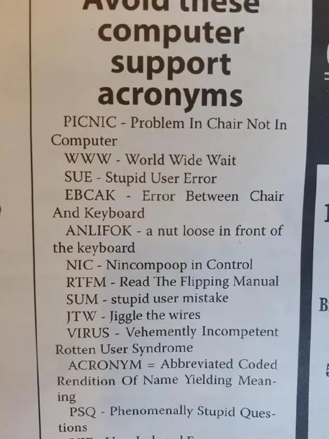 Computer Support Acronyms