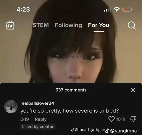 Pretty Girl BPD Comment