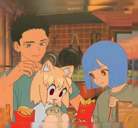 Anime Friends Eating McDonald's