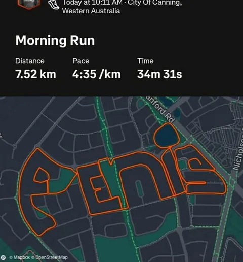Morning Run Spells Out Penis