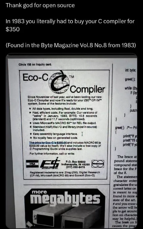 $350 C Compiler in 1983