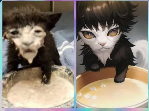 Кот до и после преображения