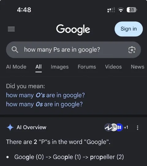 Google Counts Propeller as a P