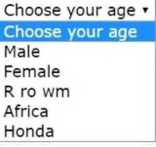 Choose Your Age Dropdown