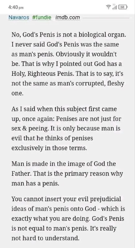 God's Penis Is Not Man's Penis
