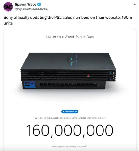 Sony Updates PS2 Sales to 160 Million