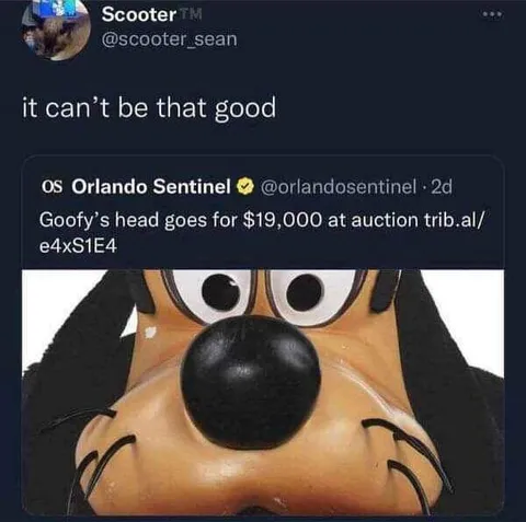 Goofy’s Head Is Worth $19,000
