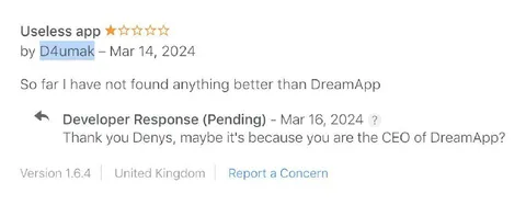 CEO Leaves One-Star App Review