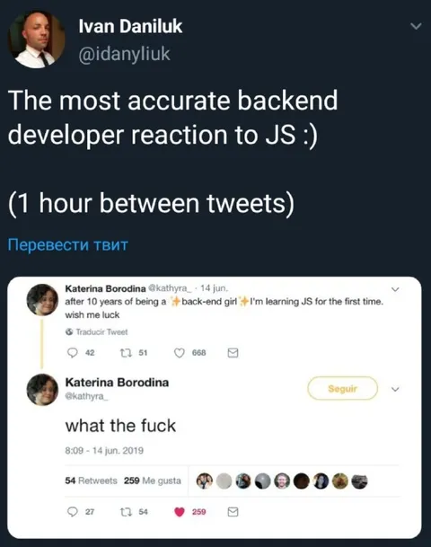 Backend Developer Reacts to JS