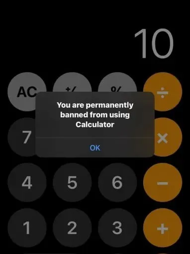 Permanently Banned From Calculator