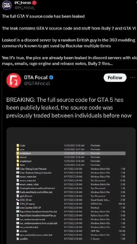 GTA V Source Code Leak