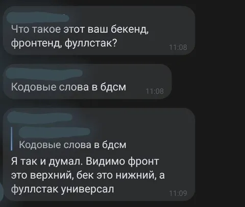 Фронтенд, бекенд и фулстак в БДСМ