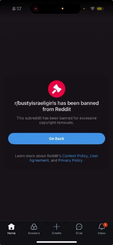 Reddit Subreddit Banned