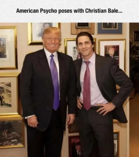 American Psycho Poses with Trump