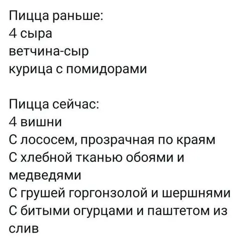 Пицца раньше и сейчас