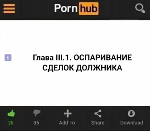 Оспаривание сделок должника на Pornhub