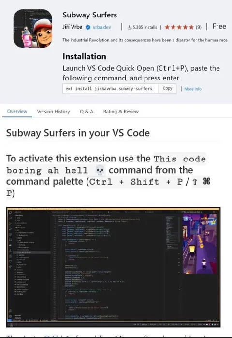 Subway Surfers in VS Code
