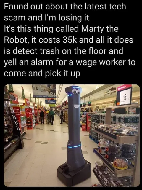 Robot Makes Workers Pick Up Trash