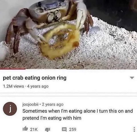 Crab Eating Onion Ring Alone