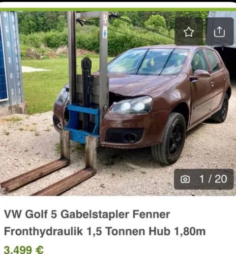 VW Golf als Gabelstapler