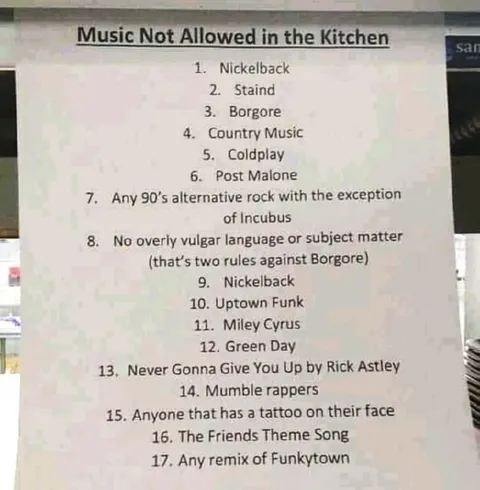 Music Not Allowed in the Kitchen