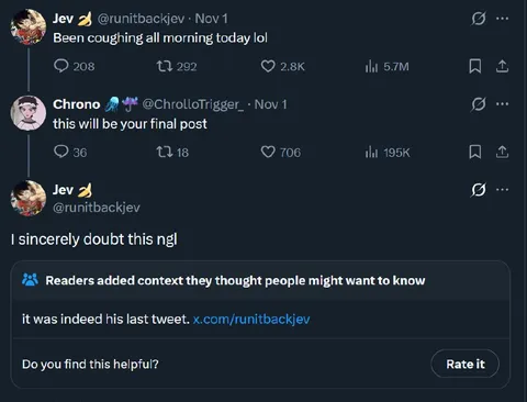 Coughing Was His Last Tweet