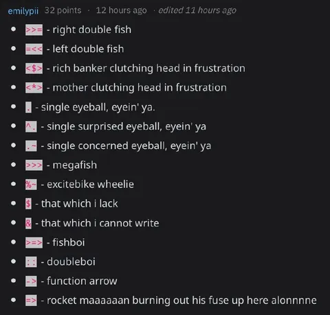ASCII Fish and Emotion Glossary