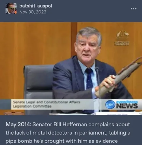 Senator Brings a Pipe Bomb to Parliament
