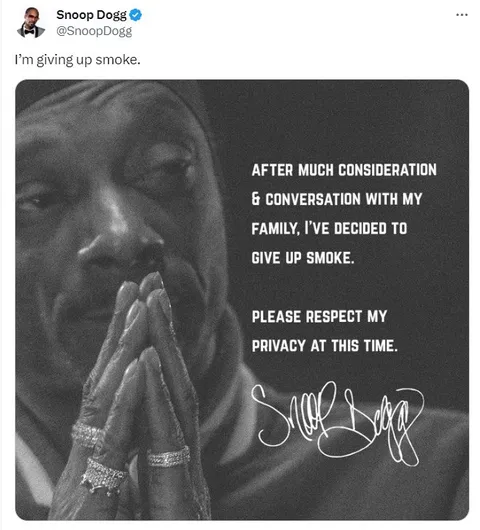 Snoop Dogg Quits Smoking