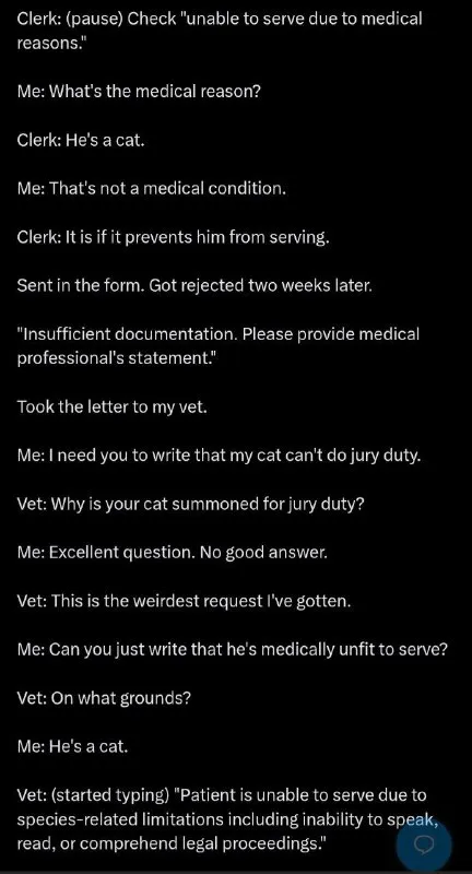 Cat Jury Duty Excuse